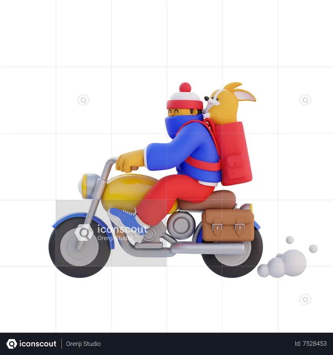 Man is riding a motorcycle  3D Illustration