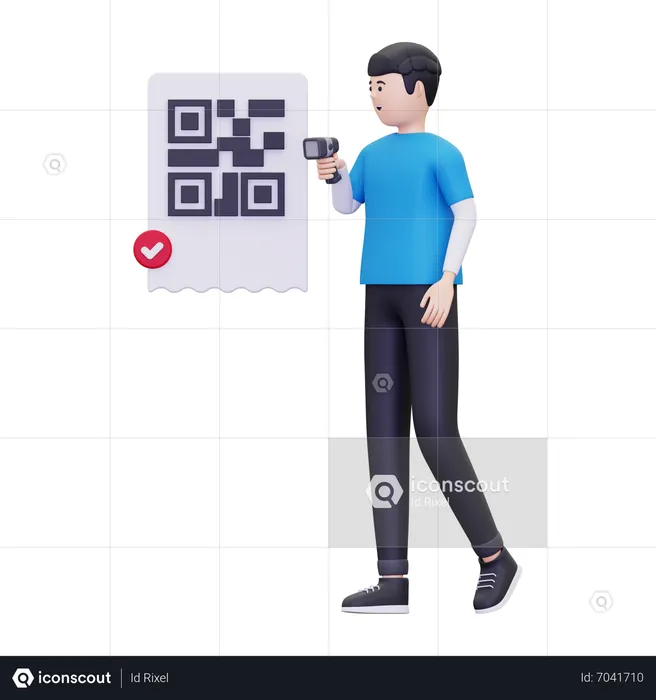 Man Is Scanning A Barcode  3D Illustration