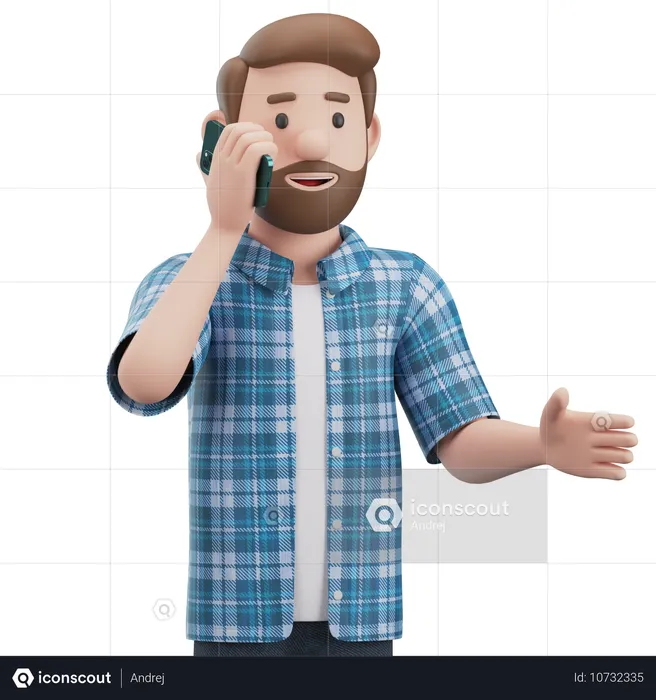 Man Is Talking On The Phone  3D Illustration