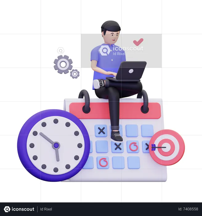 Man Is Using Time Management To Achieve The Target  3D Illustration