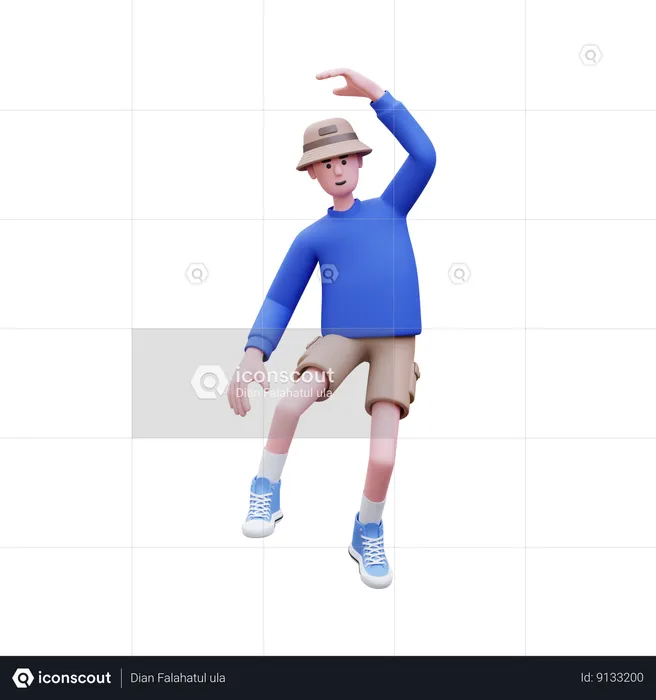 Man Jump In Air  3D Illustration