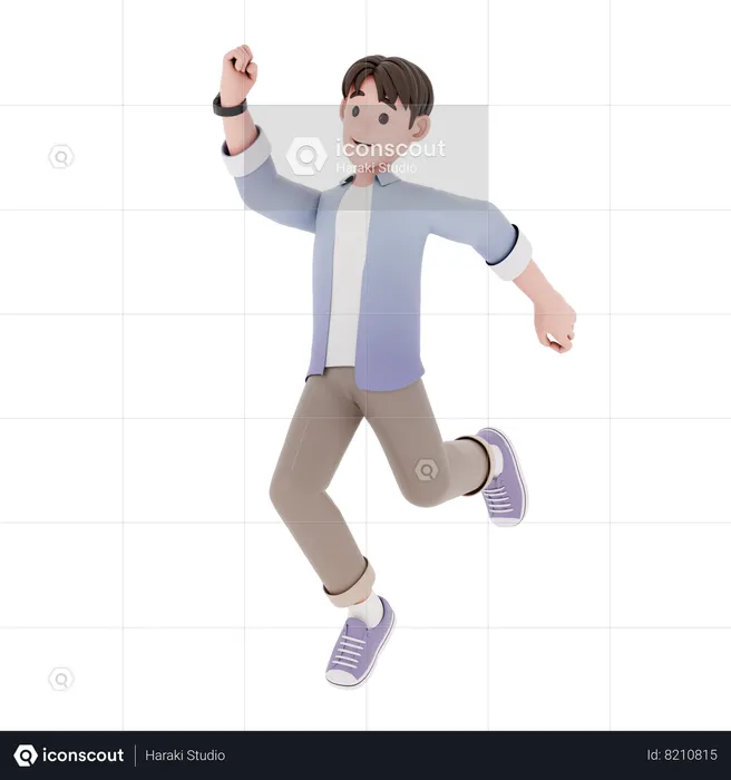 Man jumping and enjoying  3D Illustration