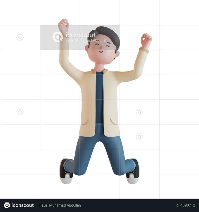 Man jumping and feeling happy  3D Icon