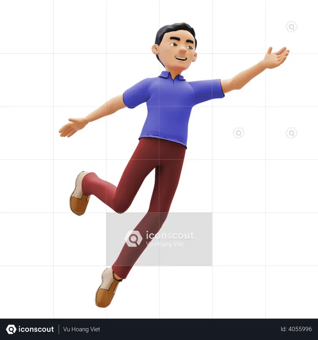 Man jumping in air  3D Illustration