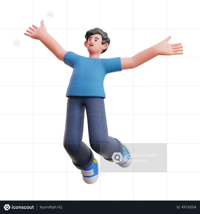 Man jumping in air  3D Illustration