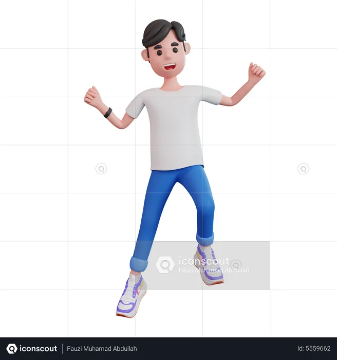 Man Jumping In The Air  3D Illustration