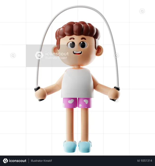 Man Jumping With Jump Rope  3D Illustration