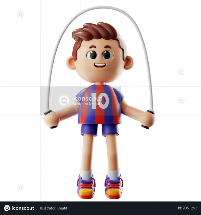 Man Jumping With Jump Rope  3D Illustration