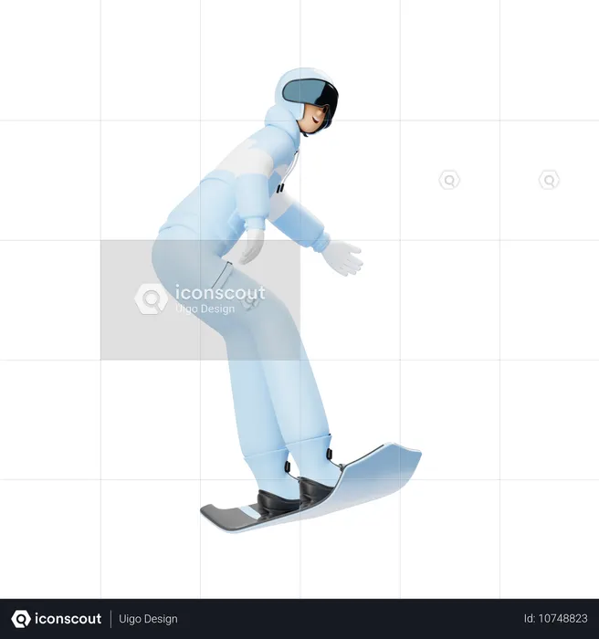 Man Jumping With Snowboarding  3D Illustration