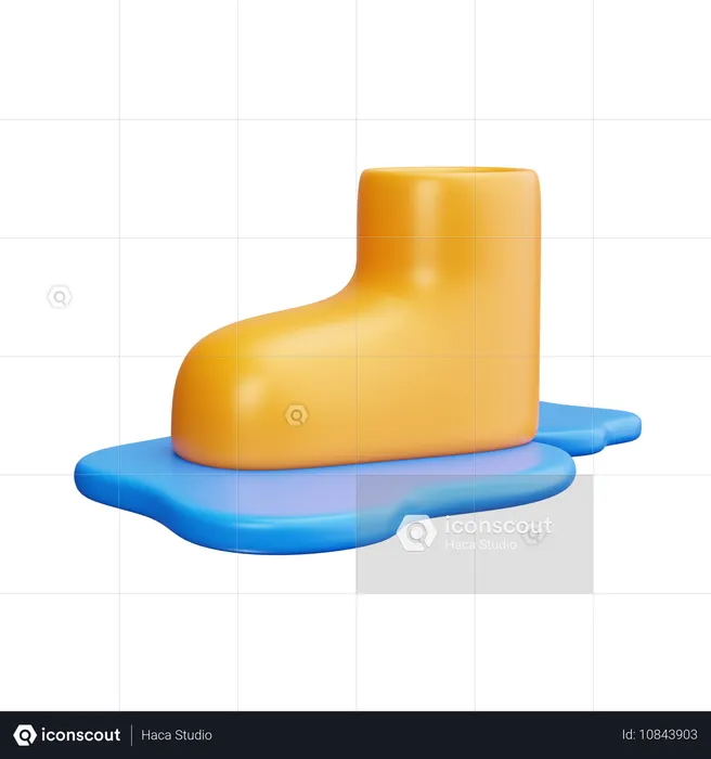 Man keeping feet in Rainwater  3D Icon