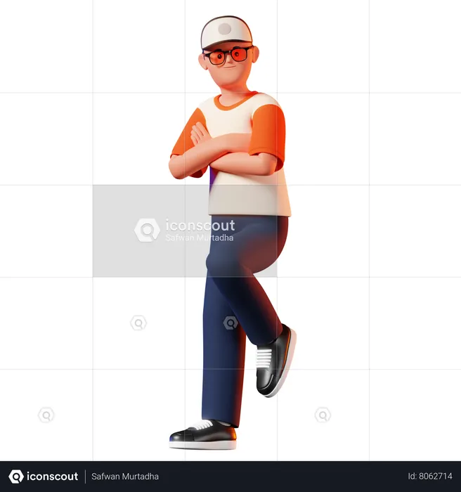 Man Leaning Againts The Wall Pose  3D Illustration