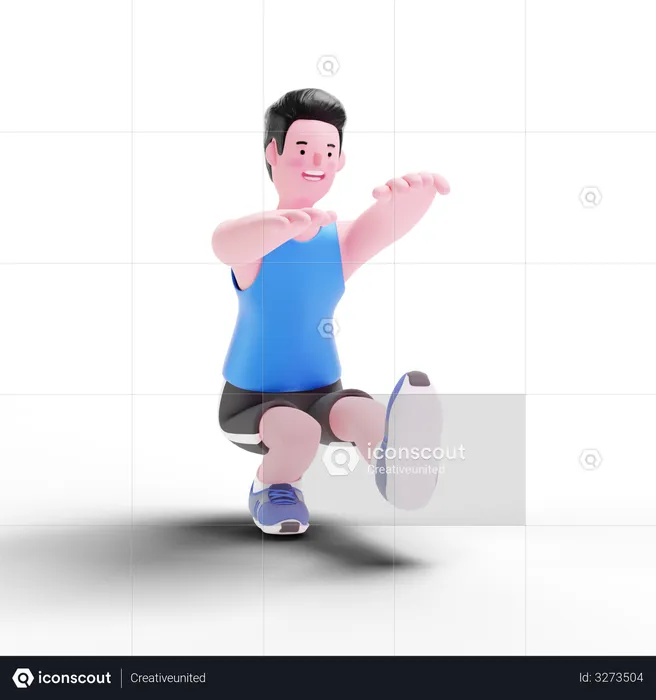 Man Leg Exercise  3D Illustration