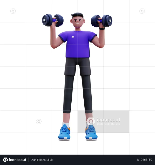 Man Lifting Dumbbell  3D Illustration