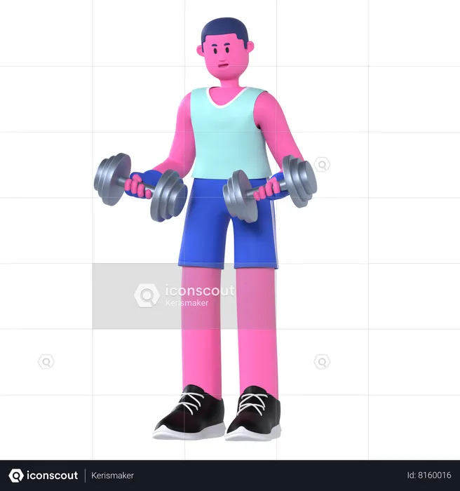 Man Lifting Dumbbell  3D Illustration