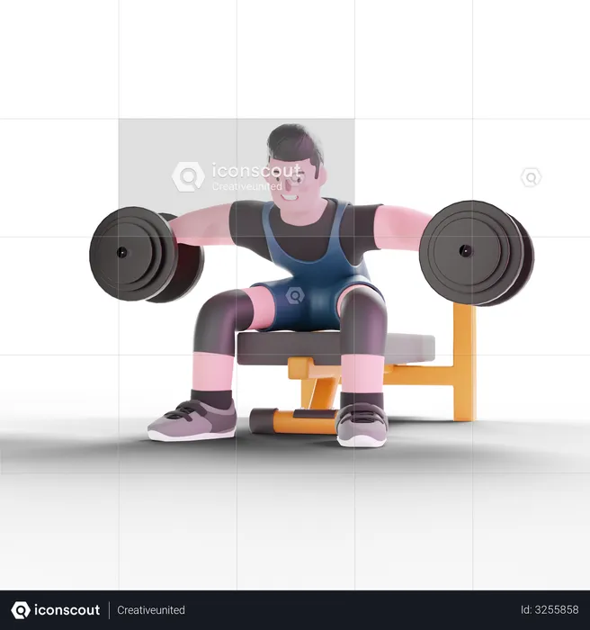 Man lifting dumbbells  3D Illustration
