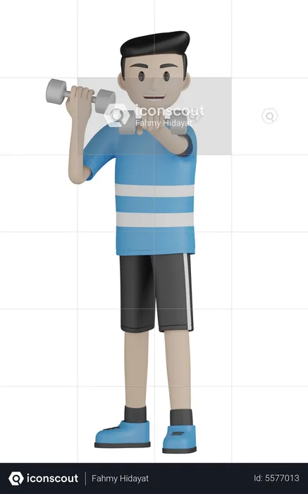 Man Lifting Dumbbells  3D Illustration