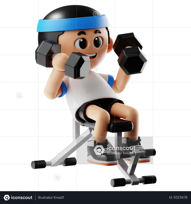 Man Lifting Workout Bench Exercise  3D Illustration