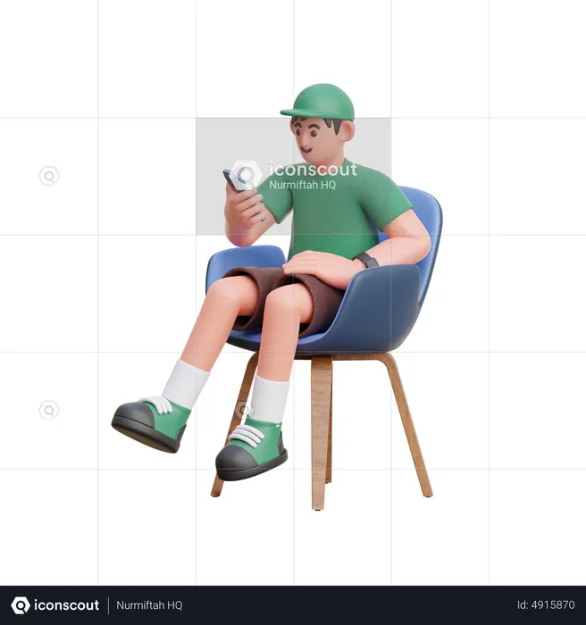 Man looking at mobile  3D Illustration