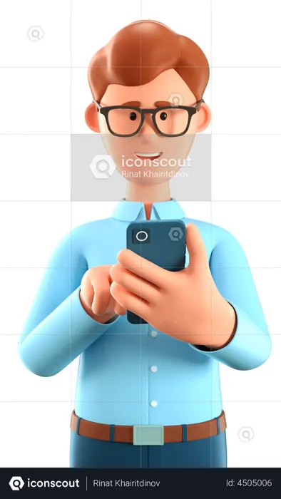 Man looking at smartphone and chatting  3D Illustration