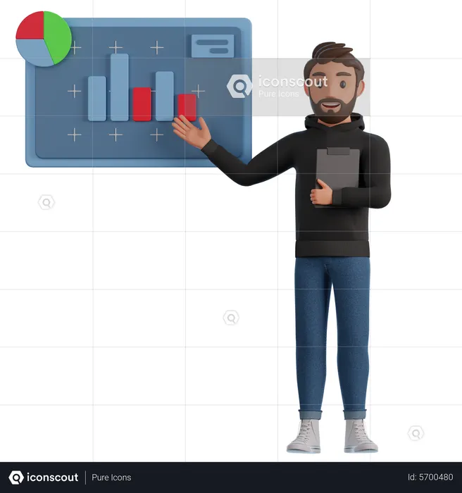 Man making business presentation  3D Illustration