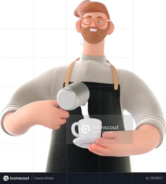 Man making coffee  3D Illustration