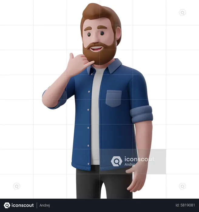 Man making showing phone call me gesture  3D Illustration
