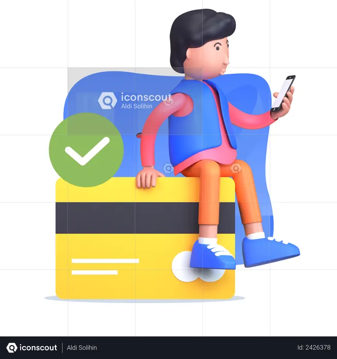 Man making successful payment  3D Illustration
