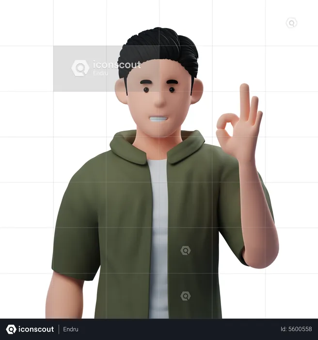 Man Ok Gesture  3D Illustration