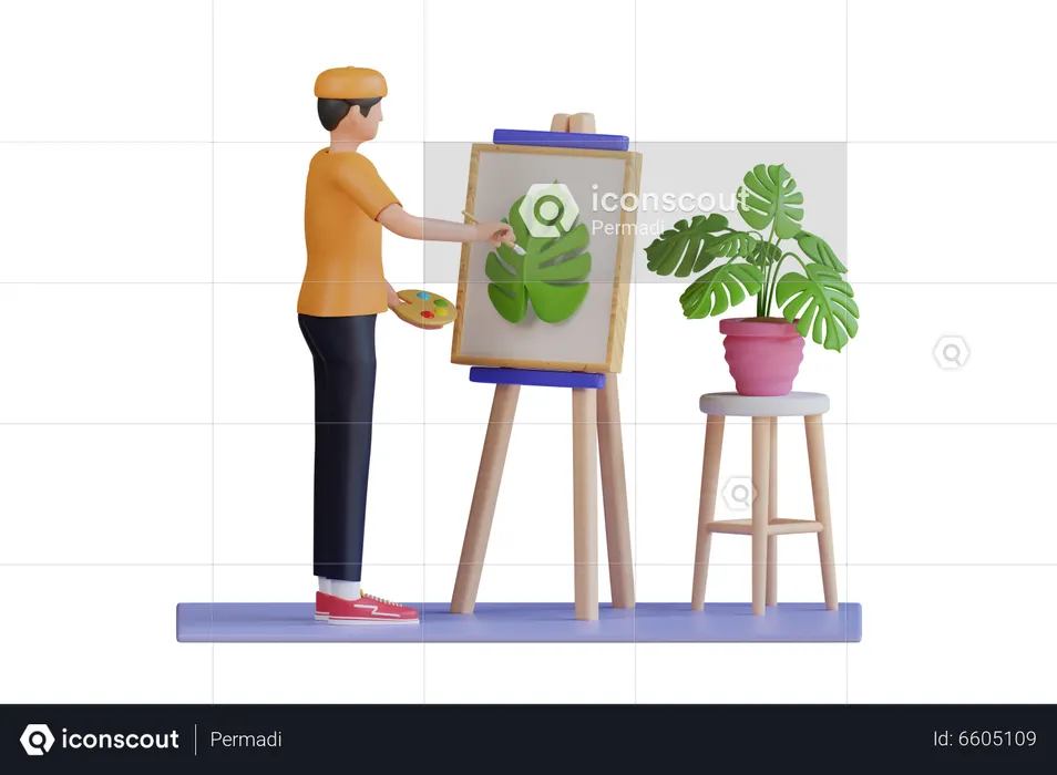 Man Painting  3D Icon
