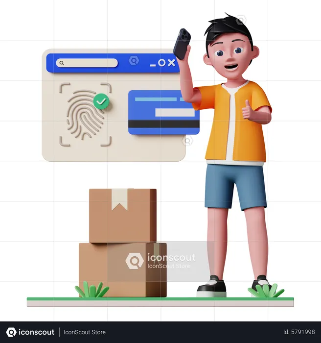 Man paying via secure card payment  3D Illustration