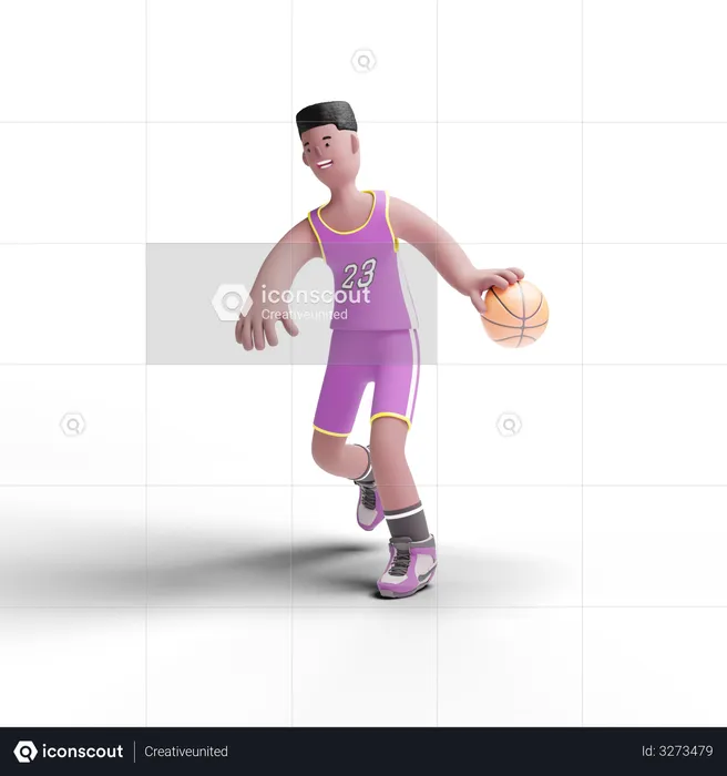 Man playing Basketball  3D Illustration