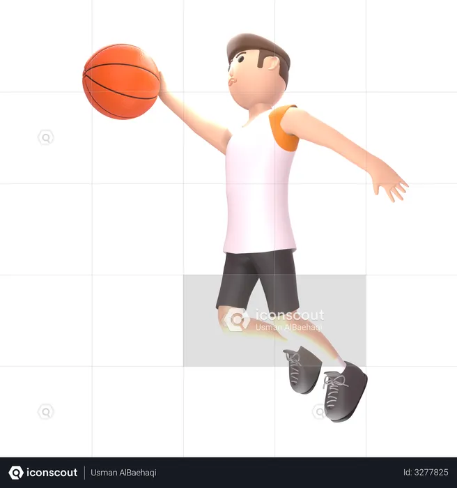 Man playing basketball  3D Illustration