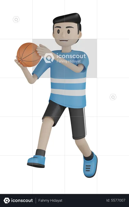 Man Playing Basketball  3D Illustration