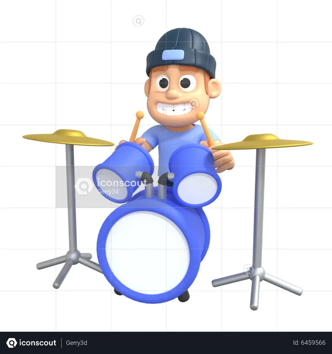 Man playing drum  3D Illustration