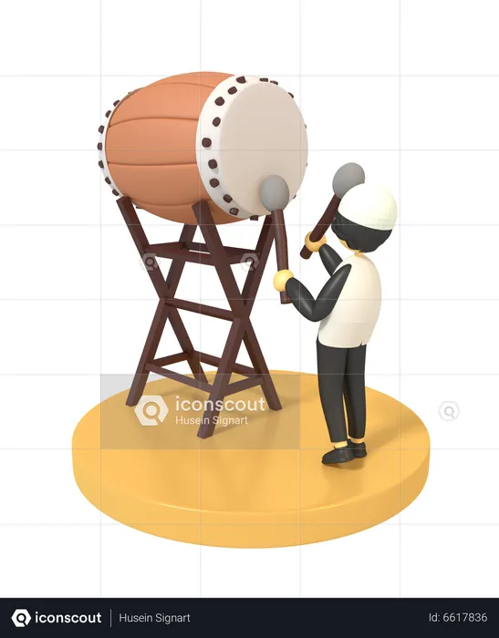 Man Playing Drums  3D Icon