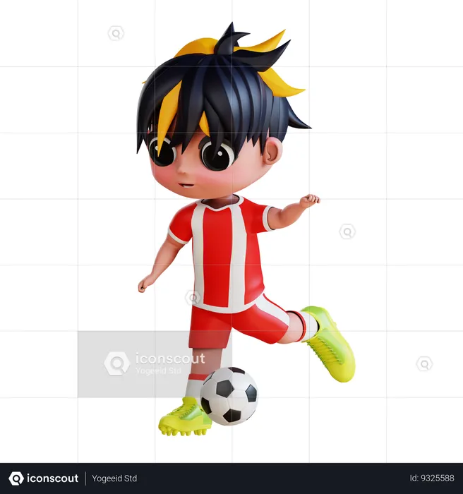 Man Playing Football  3D Illustration