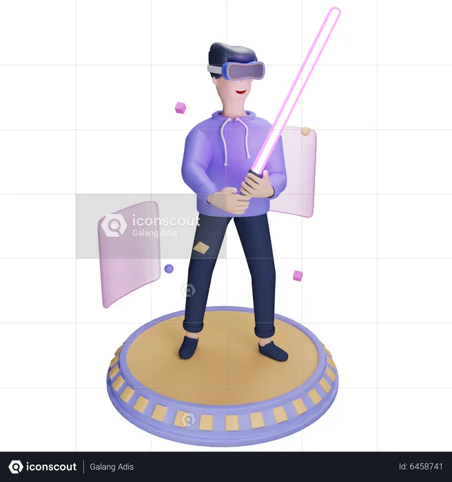 Man Playing Game in metaverse  3D Illustration