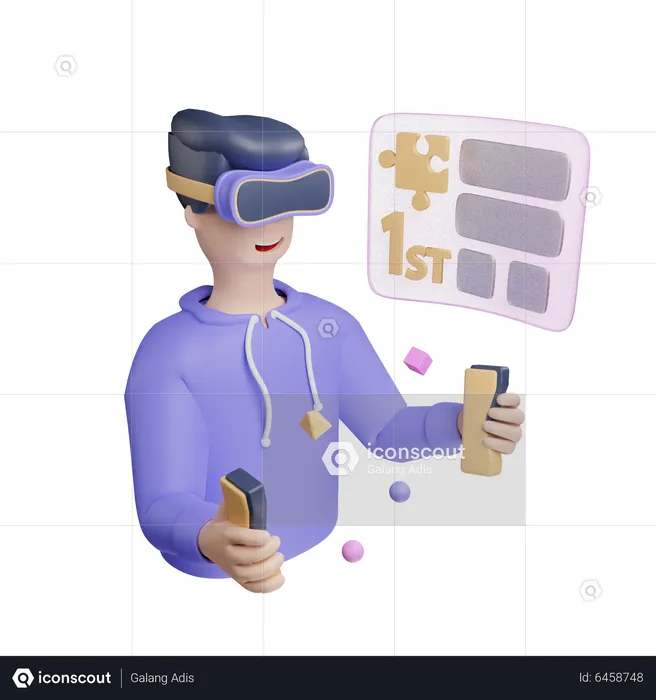 Man Playing Game using Vr tech  3D Illustration