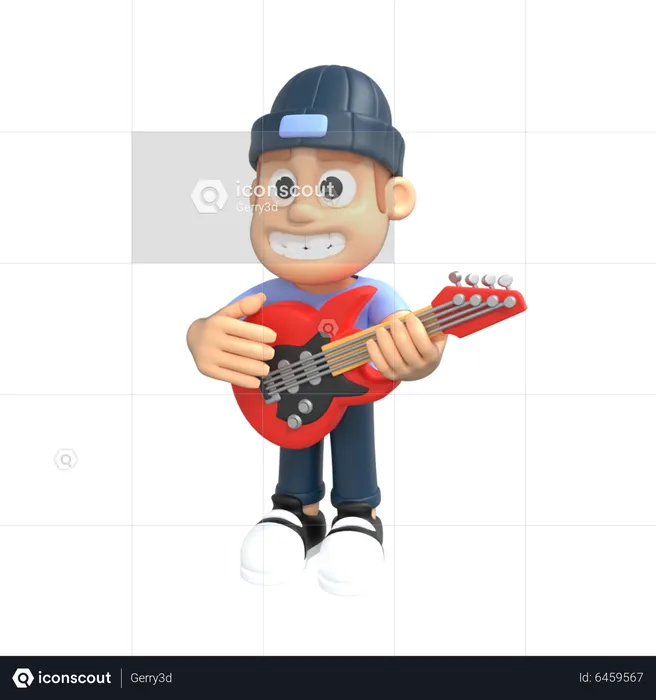 Man playing guitar  3D Illustration