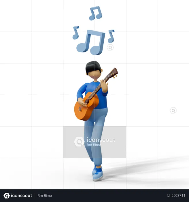 Man playing guitar  3D Illustration