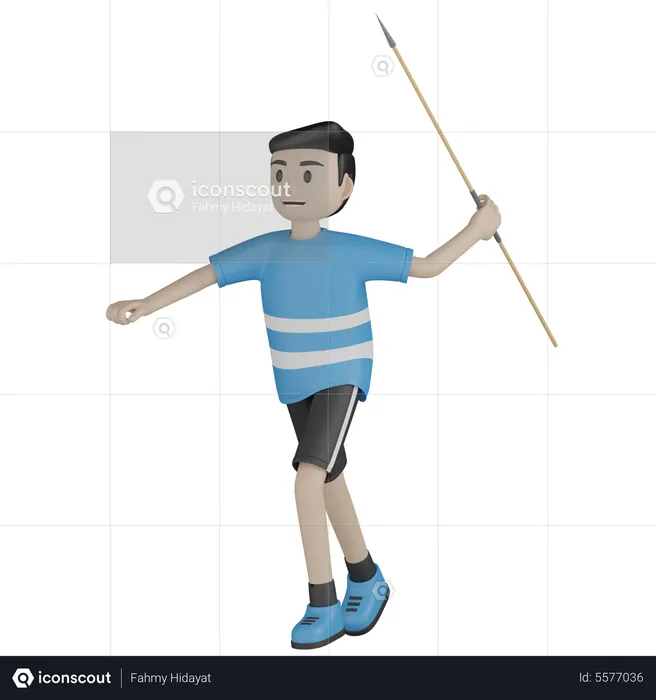 Man Playing Javelin Throw  3D Illustration