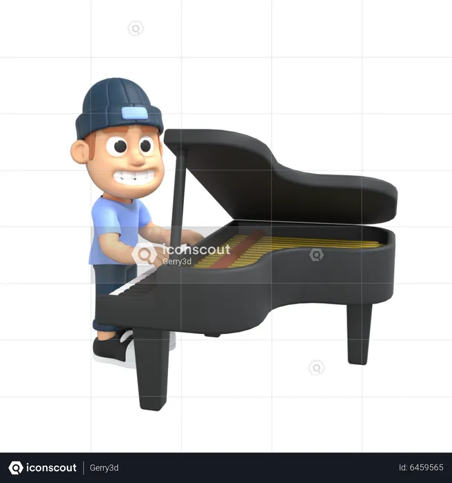 Man playing piano  3D Illustration