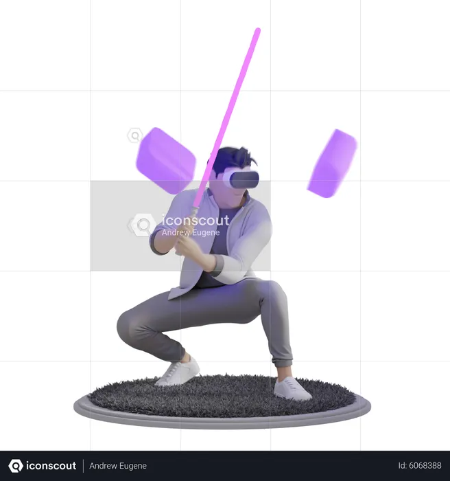 Man playing Saber  3D Illustration