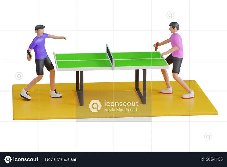 Man Playing Tennis Ping Pong Game  3D Illustration