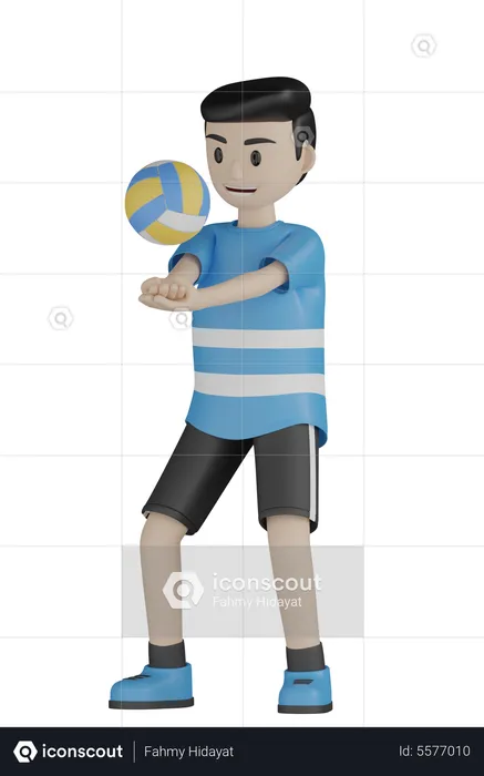 Man Playing Volleyball  3D Illustration
