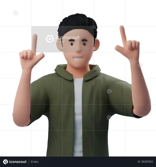 Man Pointing At The Top  3D Illustration