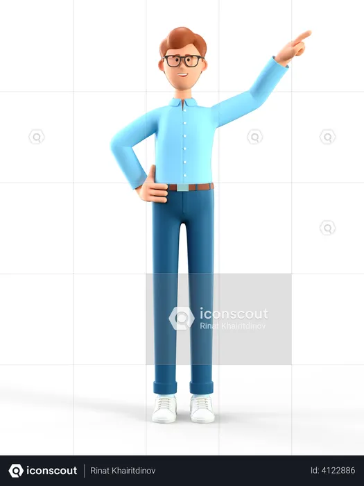Man pointing finger at direction  3D Illustration