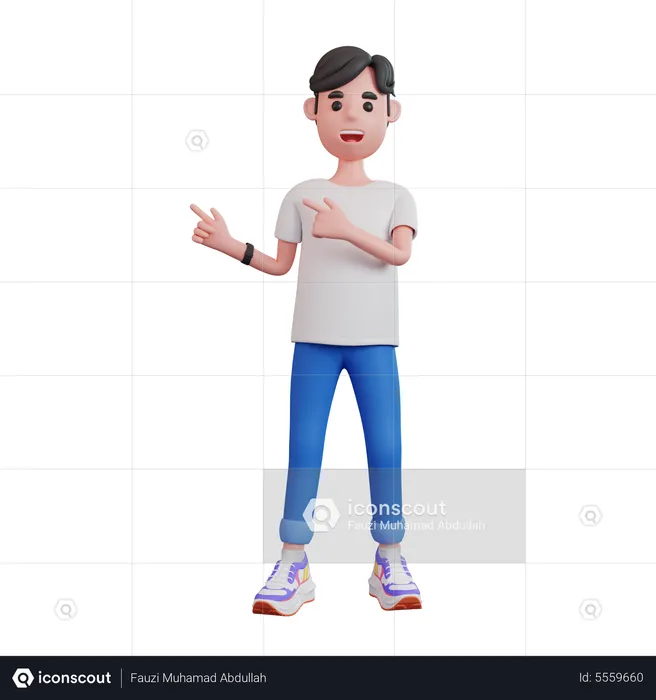 Man Pointing Fingers In Direction  3D Illustration