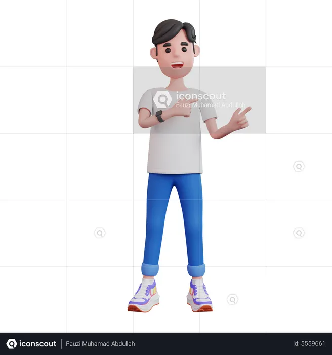Man Pointing Fingers In Direction  3D Illustration