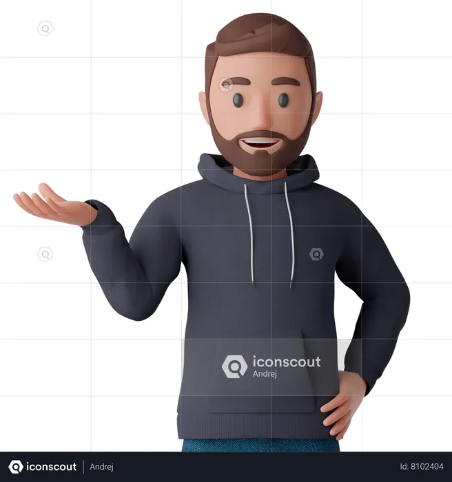 Man pointing hand to introduce something  3D Illustration